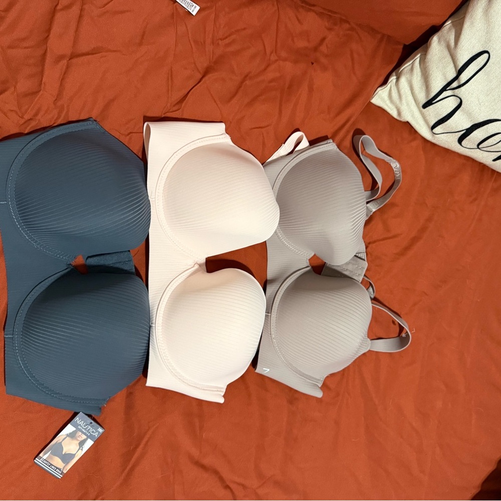 Maidenform Ribbed Bra Trio - Navy, Beige, Taupe